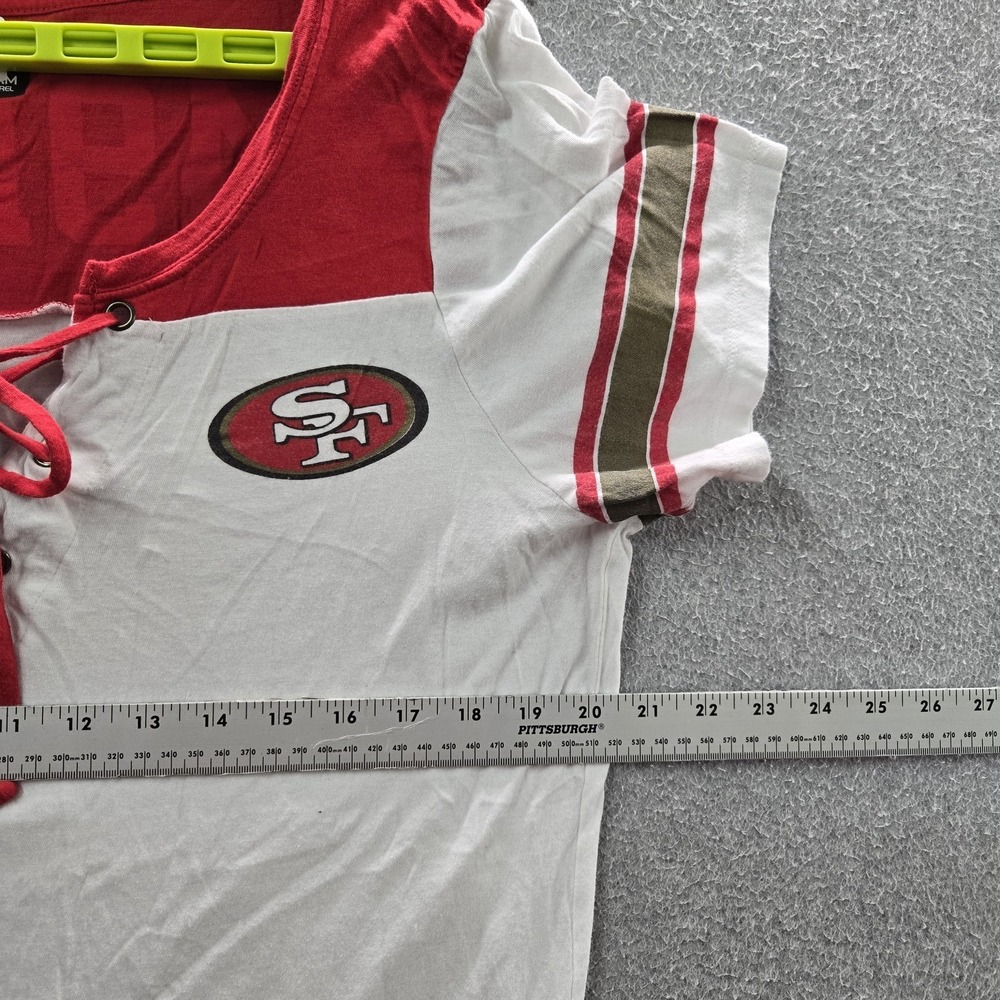 San Francisco 49ers Women Shirt XL White NFL Team Apparel Logo Activewear Laced - Picture 6 of 8